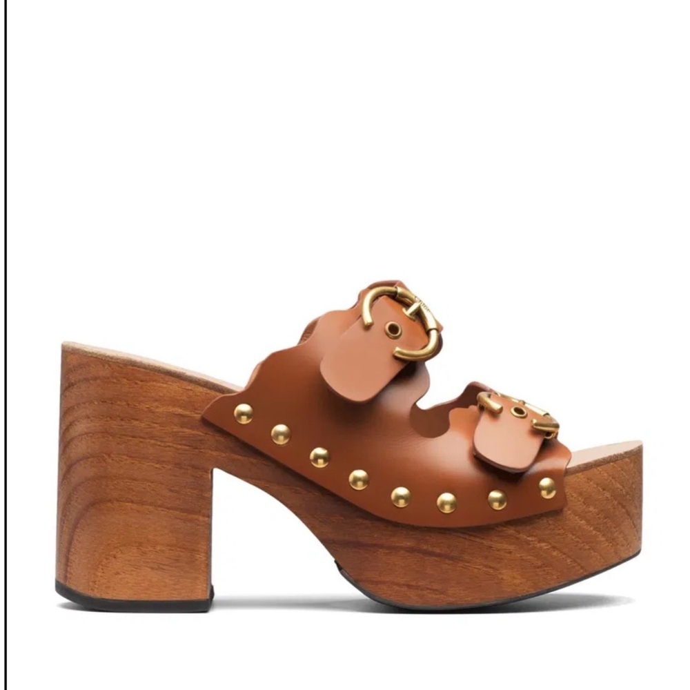 Chloe Ingrid Buckle Platform Mules